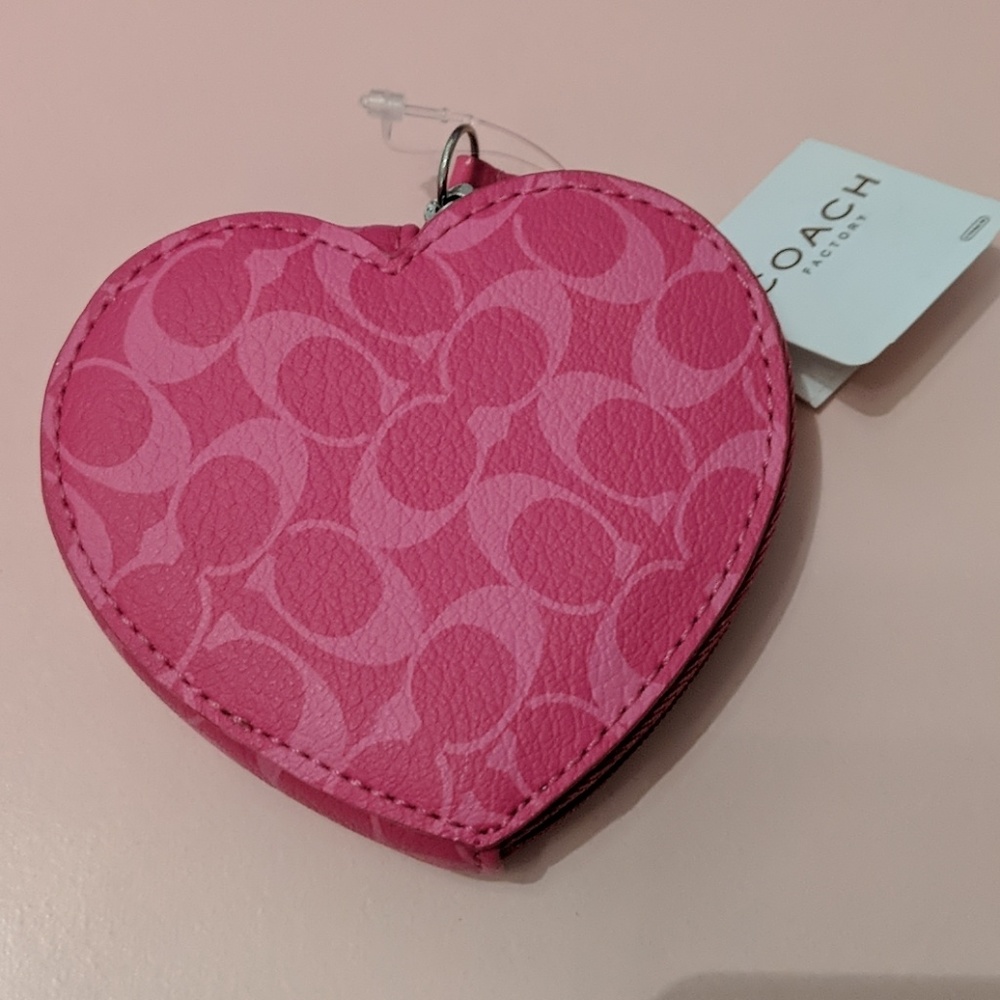 Coach heart shaped coin purse